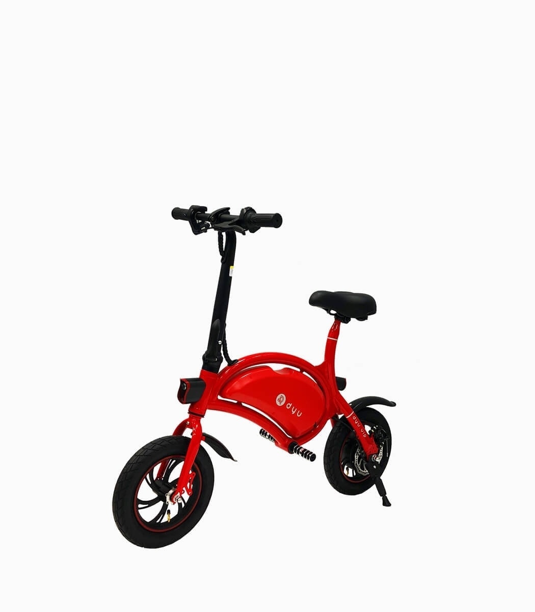 DYU D1 UL2272 Seated Electric Scooter Red Angled Left V1