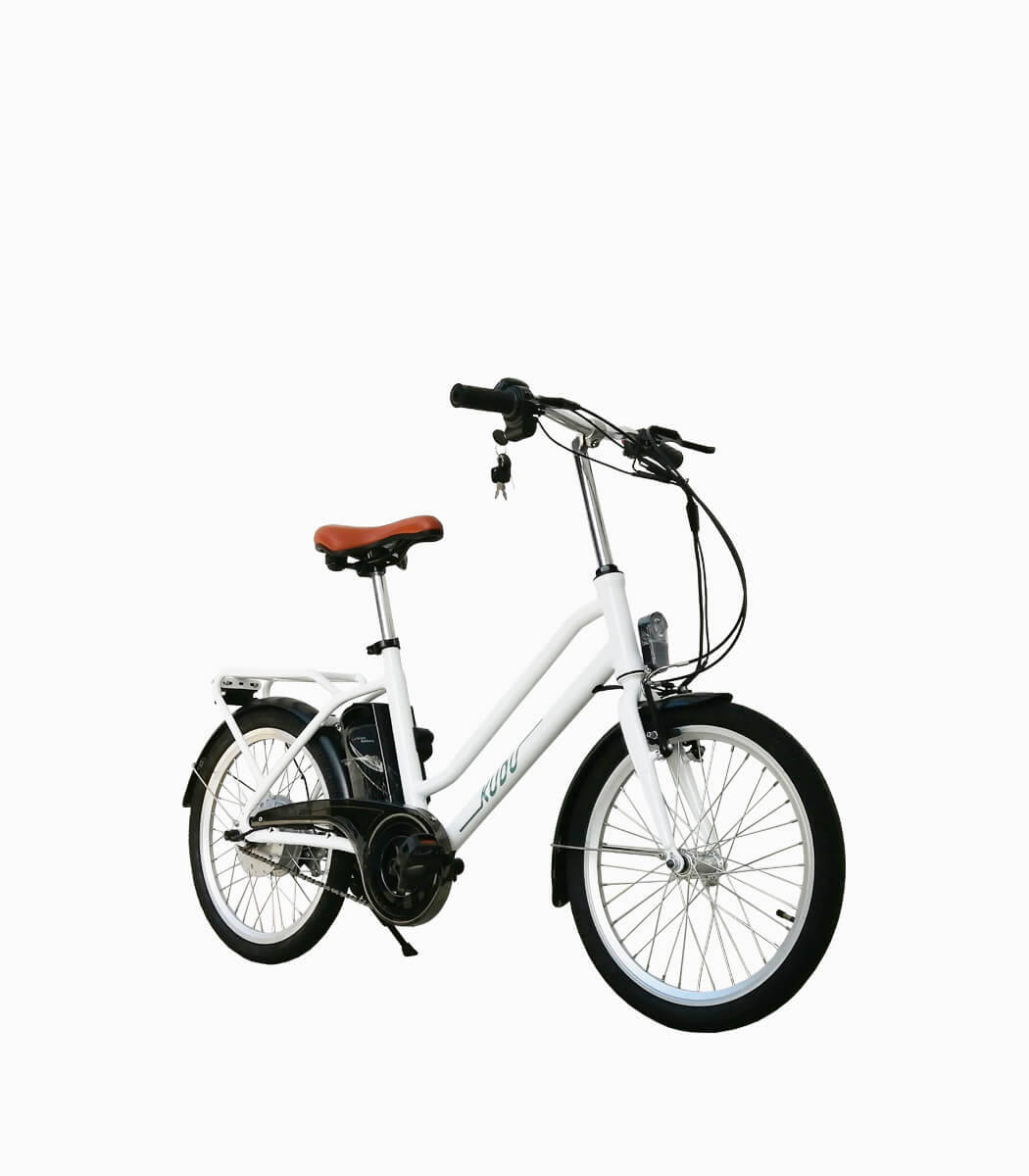 KUDU (WHITE10AH) LTA approved electric bicycle angled right