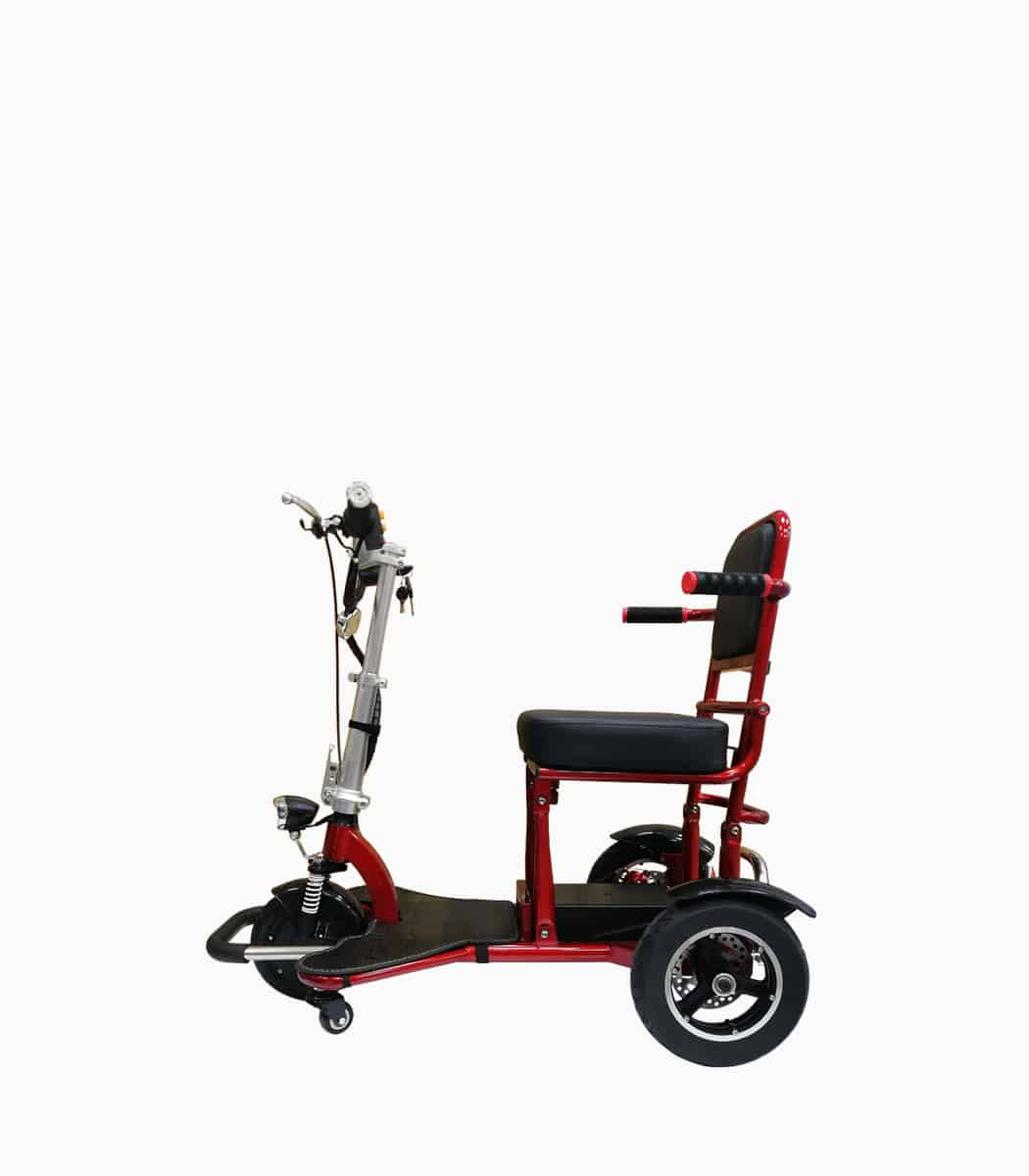 MOBOT FLEXI 4th Gen (RED) 3 wheels mobility scooter with child seat folded left V1