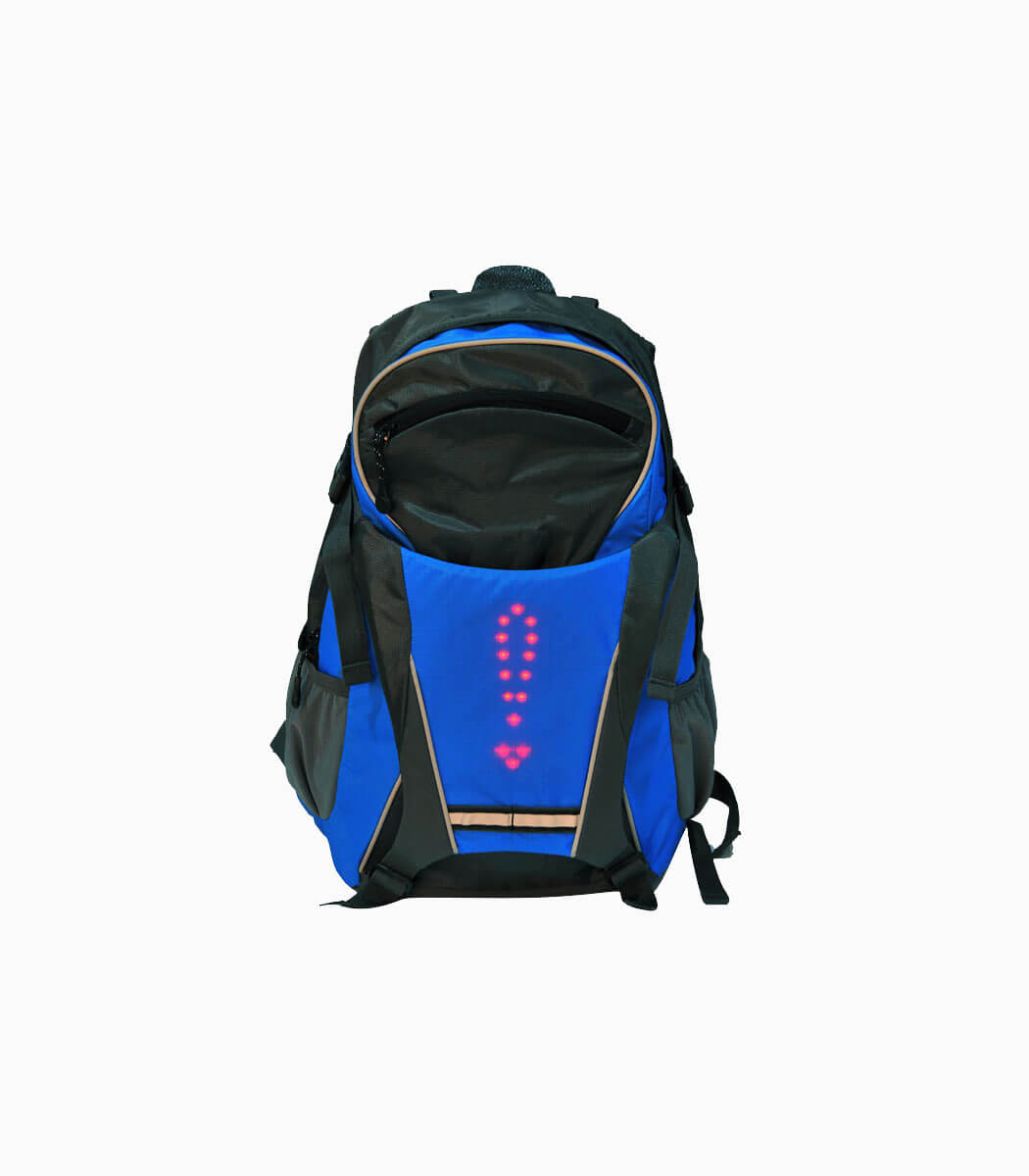 LIGHT ARMOR BP+ (BLUE) cycling backpack with signal lights front with brake light