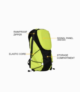 LIGHT ARMOR BP (LIME) cycling backpack with signal lights diagram 1