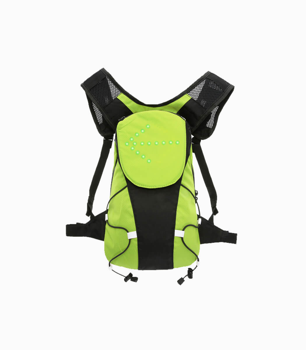 LIGHT ARMOR BP (LIME) cycling backpack with signal lights front
