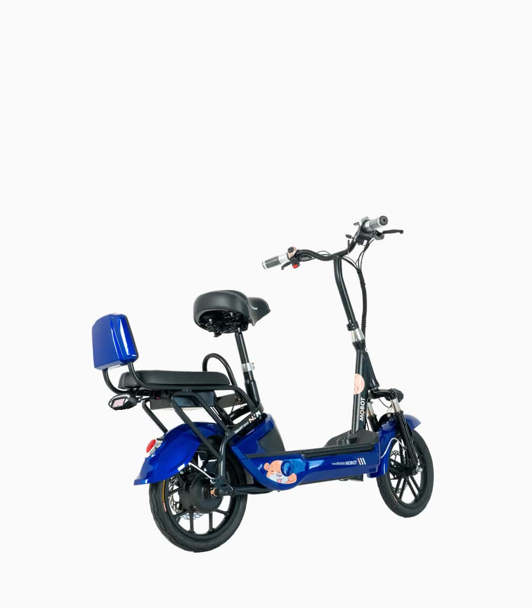 MOBOT EV (Blue10AH) UL2272 certified seated e-scooter rear angled right