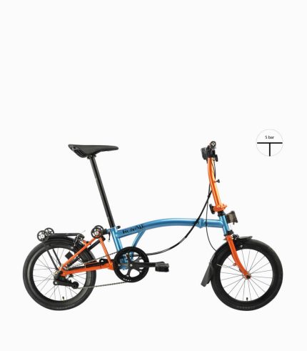 MOBOT ROYALE (METALLIC BLUE-ORANGE) foldable bicycle S-bar with high profile rim right