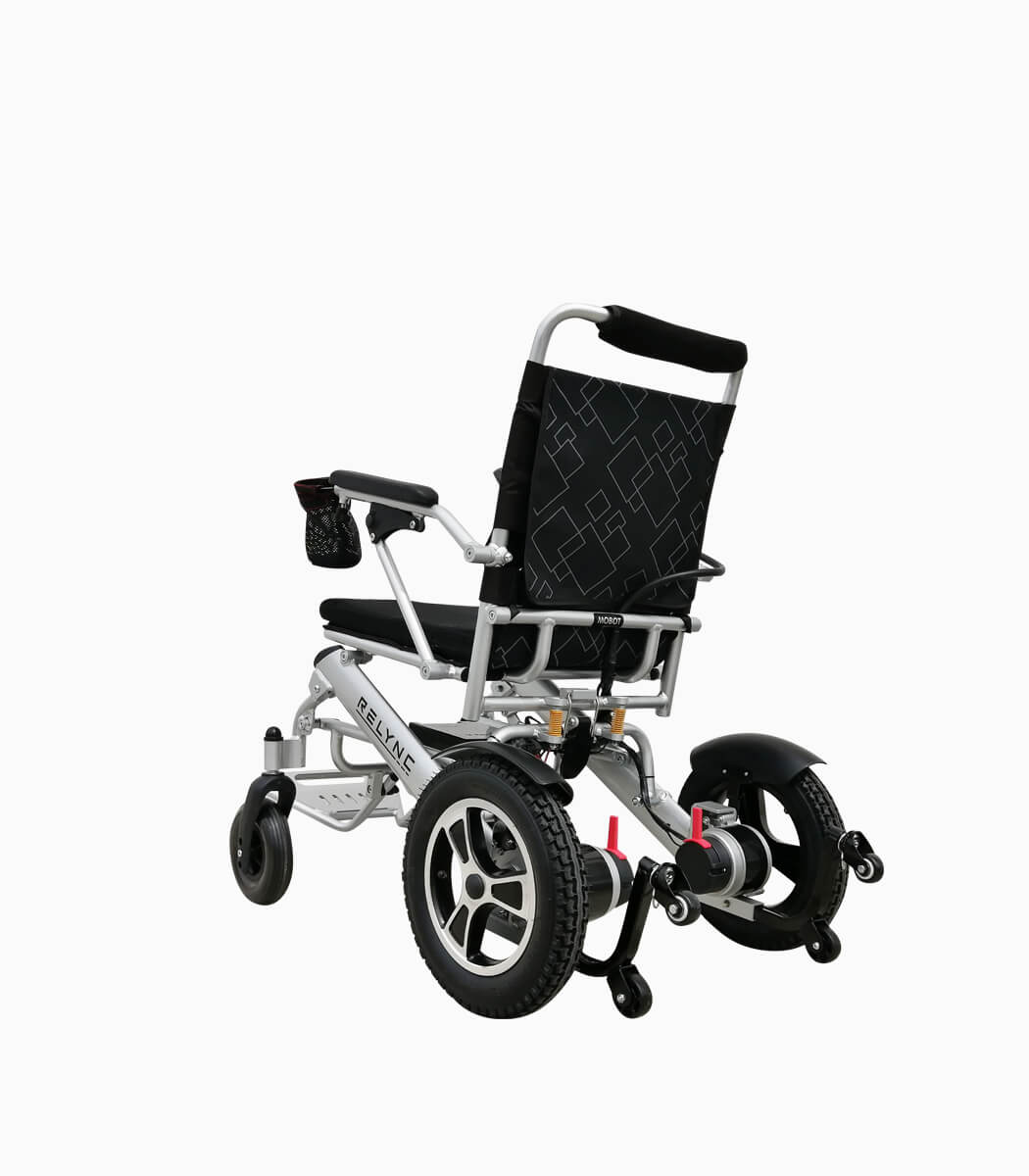 RELYNC YLB motorised electric wheelchair rear angled left
