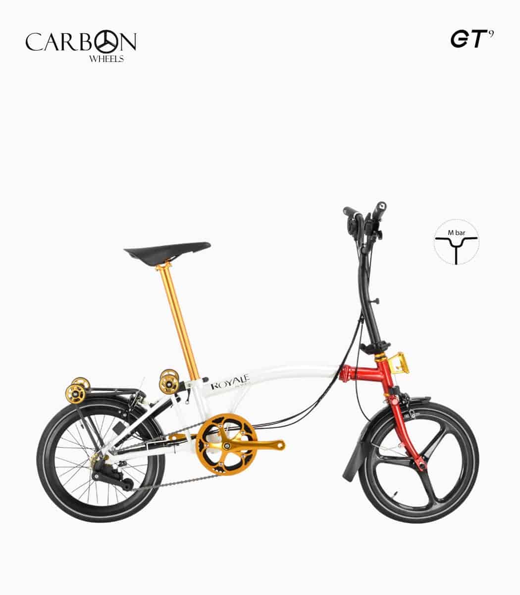 ROYALE CARBON GT M9 (WHITE-RED) foldable bicycle right-min