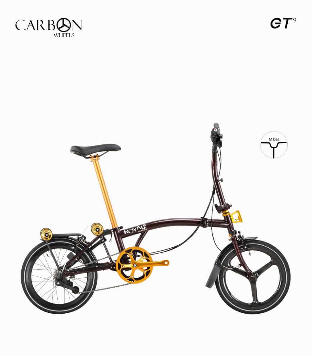 ROYALE CARBON GT M9 (BLACK CHERRY PEARL) foldable bicycle M bar with gold components right