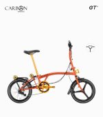 ROYALE CARBON GT M9 (SUNSET ORANGE) foldable bicycle M bar with gold components right