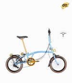MOBOT ROYALE GT M9 (GLACIER BLUE) foldable bicycle gold edition M-bar with tanwall tyres high profile rim right