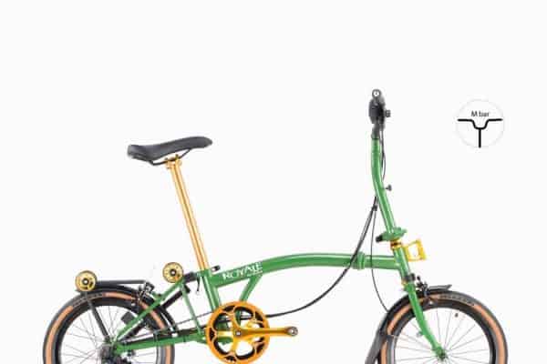 MOBOT ROYALE GT M9 (HUNTER GREEN) foldable bicycle gold edition M-bar with tanwall tyres high profile rim right