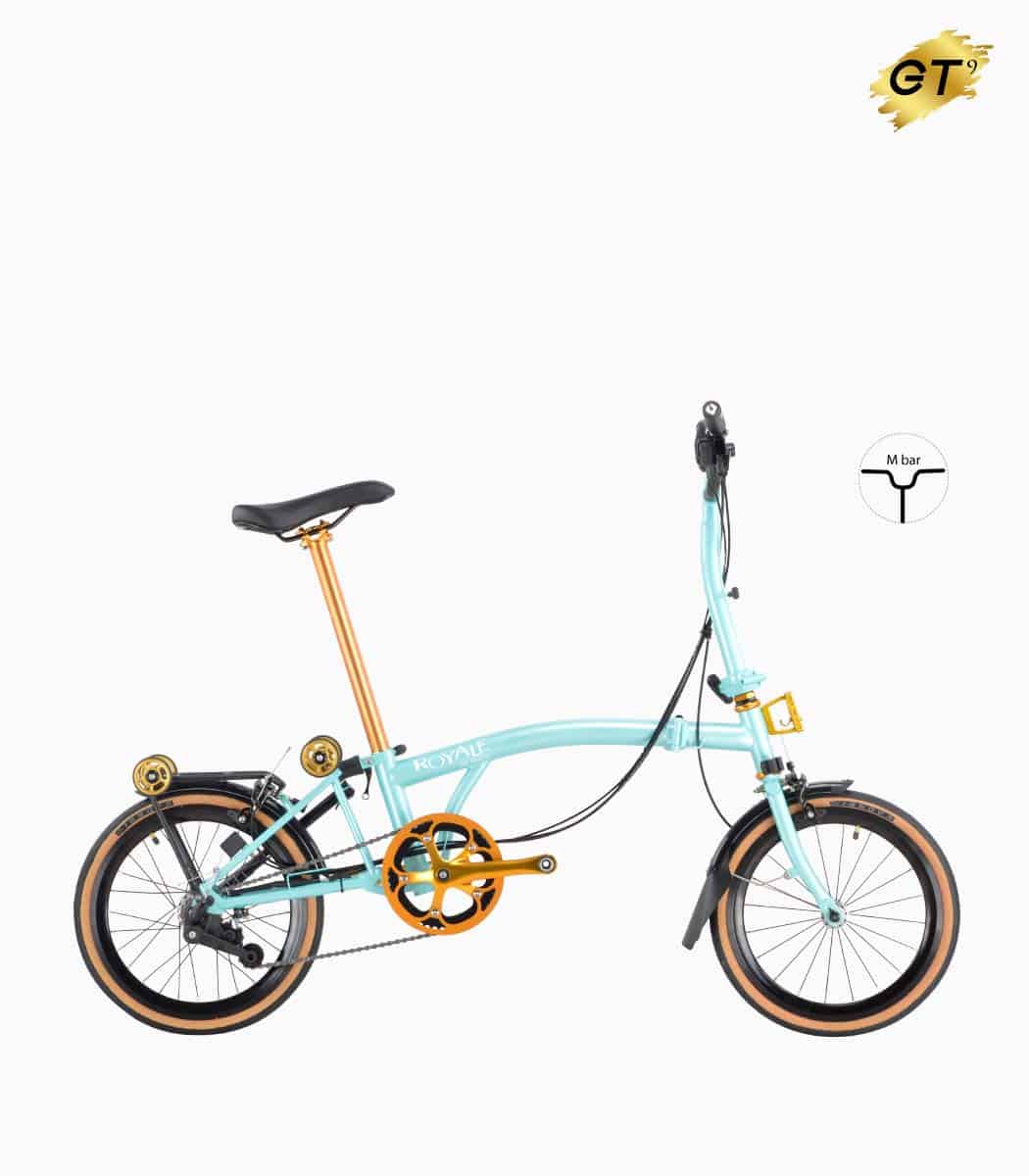 MOBOT ROYALE GT M9 (ICY BLUE) foldable bicycle gold edition M-bar with tanwall tyres high profile rim right