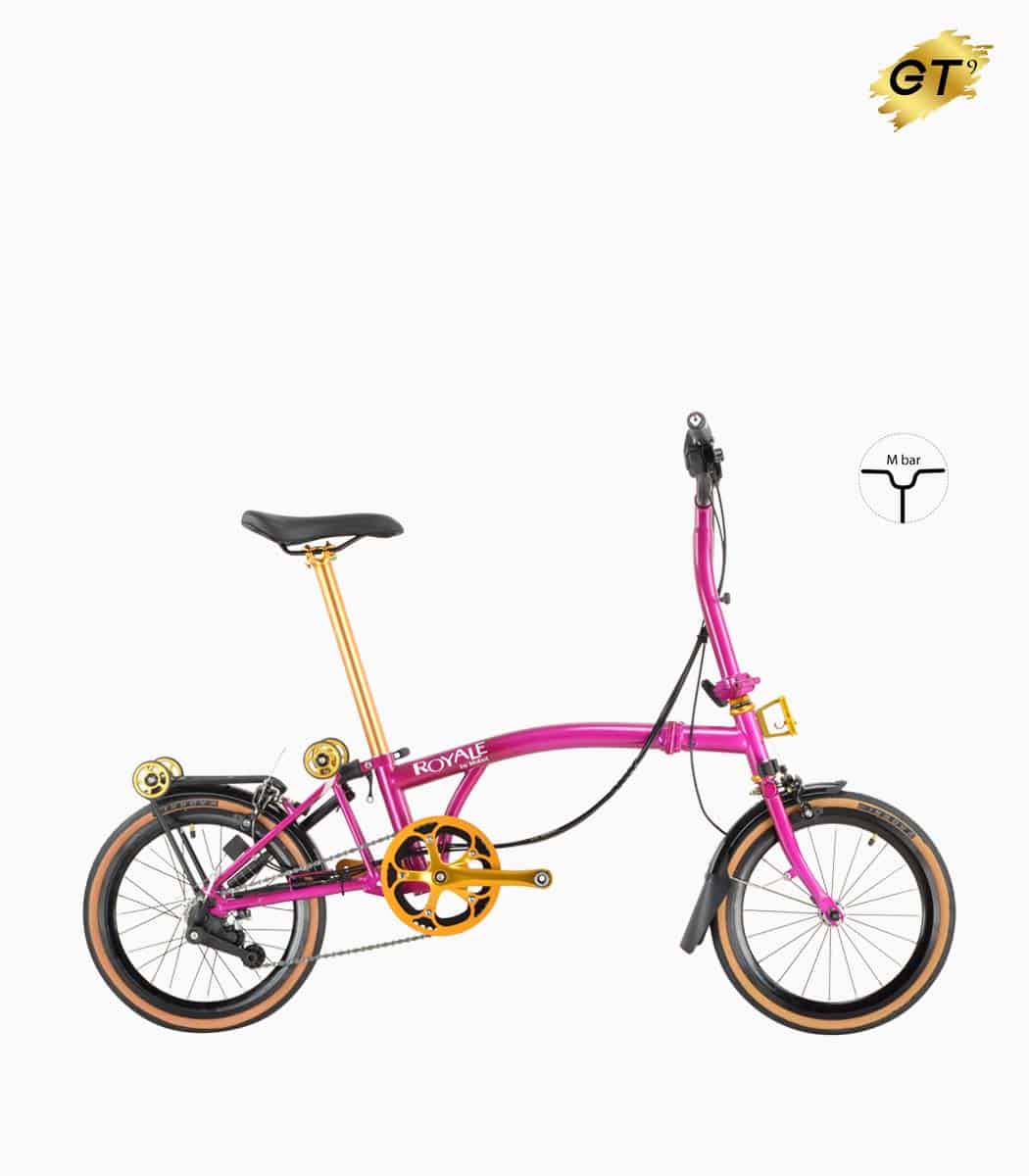 MOBOT ROYALE GT M9 (MAGENTA) foldable bicycle gold edition M-bar with tanwall tyres high profile rim right