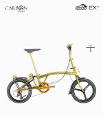 MOBOT ROYALE CARBON EX S10 (SOLAR GREEN) foldable bicycle speedometer edition with reflective tyres right