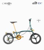 MOBOT ROYALE CARBON EX S10 (SPACE GREEN) foldable bicycle speedometer edition with reflective tyres right
