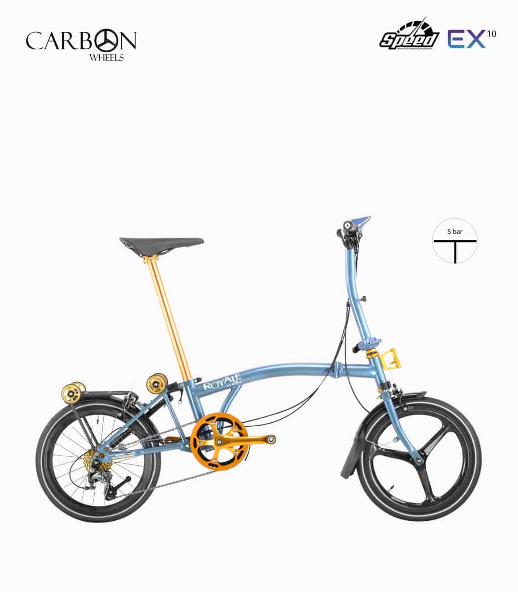 MOBOT ROYALE CARBON EX S10 (STORM BLUE) foldable bicycle speedometer edition with reflective tyres right
