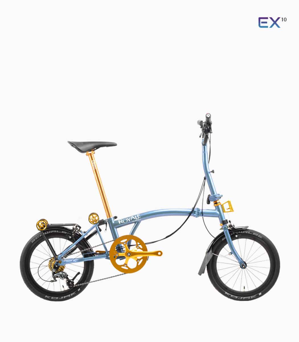 ROYALE EX M10 (STORM BLUE) foldable bicycle gold edition Schwalbe tyres right